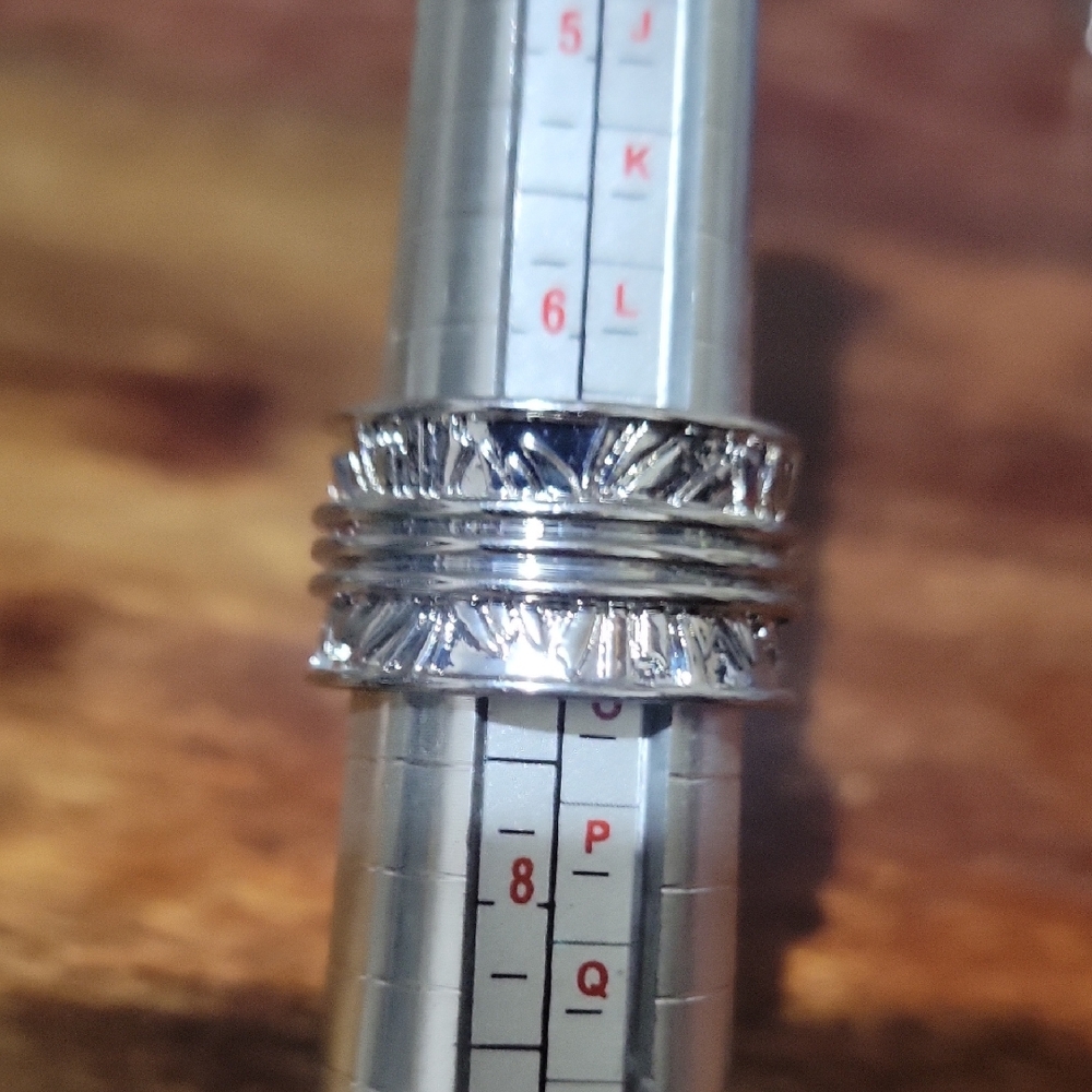 New Stainless Steel Textured Wide Band Ring 6.5